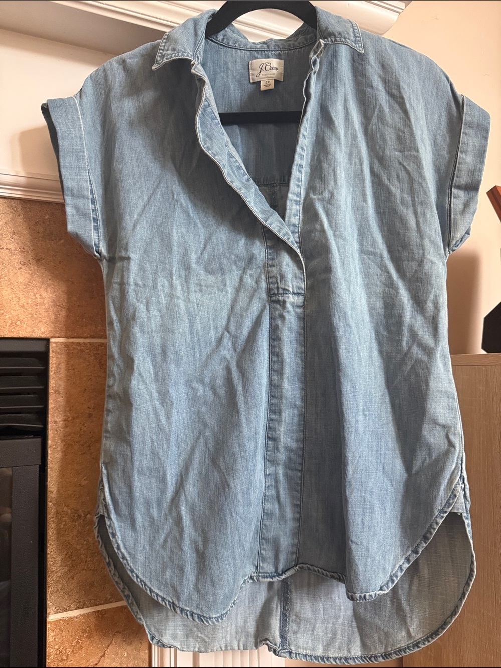 J. Crew Light Blue Washed Denim Short-Sleeve Tunic